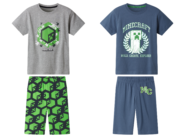Minecraft kinderpyjama met t-shirt en shorts.