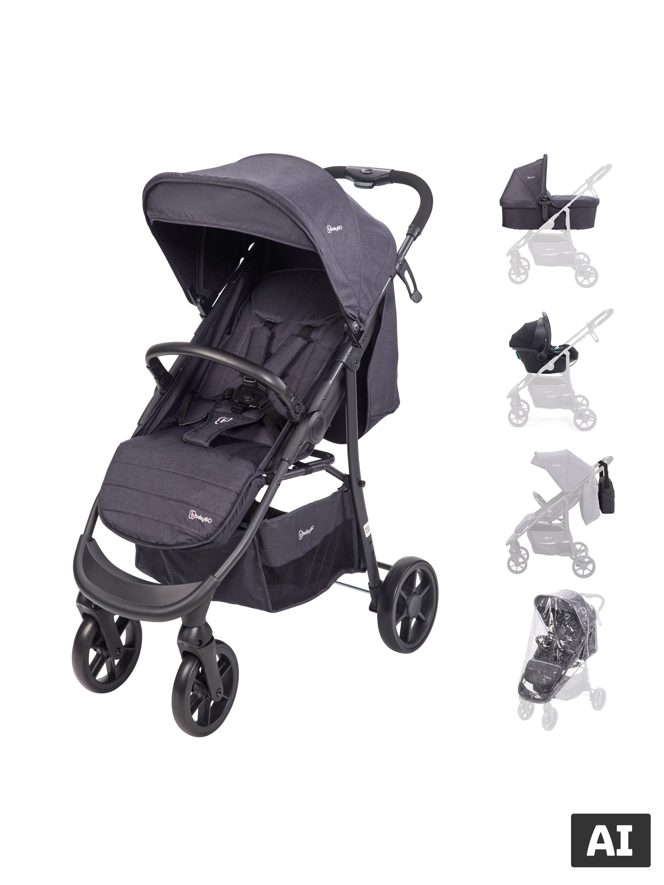 BABYGO Kinderwagen set Style 3-in-1, tot 22 kg