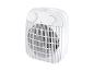 Witte ventilatorkachel met twee draaiknoppen en een rood indicatielampje