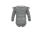 Baby body met strepen, lange mouwen, ruches op de schouders.
