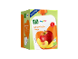 Verpakking van appel-perzik-mango fruitpuree voor baby's vanaf 1 jaar.