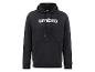 Zwarte hoodie met wit logo op de borst