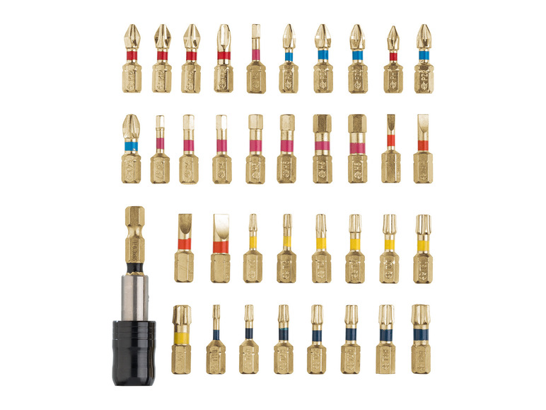 Een set schroevendraaierbitjes, met verschillende vormen en maten