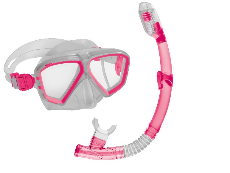 Crít snorkelset: roze duikbril en snorkel.