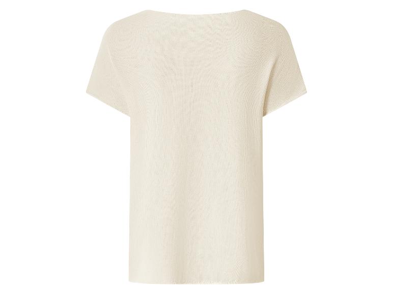 Crèmekleurige gebreide top met korte mouwen voor dames