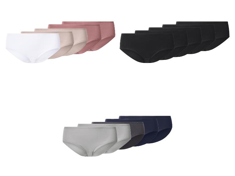 Verpakkingen damesonderbroeken in wit, beige, roze, zwart, grijs, donkergrijs en marineblauw.