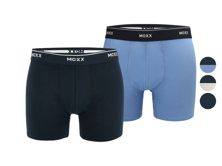 MEXX 2 heren boxershorts (L, Donkerblauw-grijs)