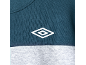 Tweekleurige sweater in donkerblauw en lichtgrijs met een wit ruitvormig logo.