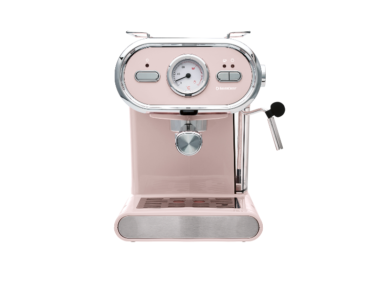 Roze SilverCrest espressomachine.