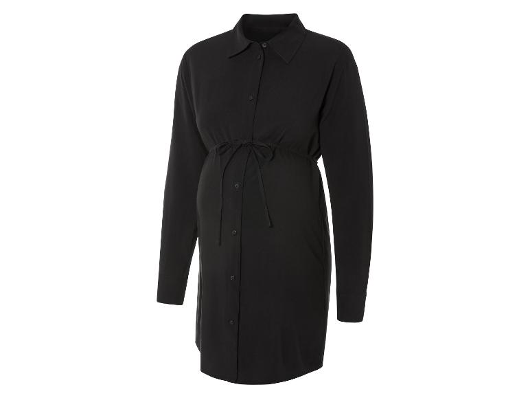 Zwarte shirtjurk met strik in de taille voor zwangere vrouwen.