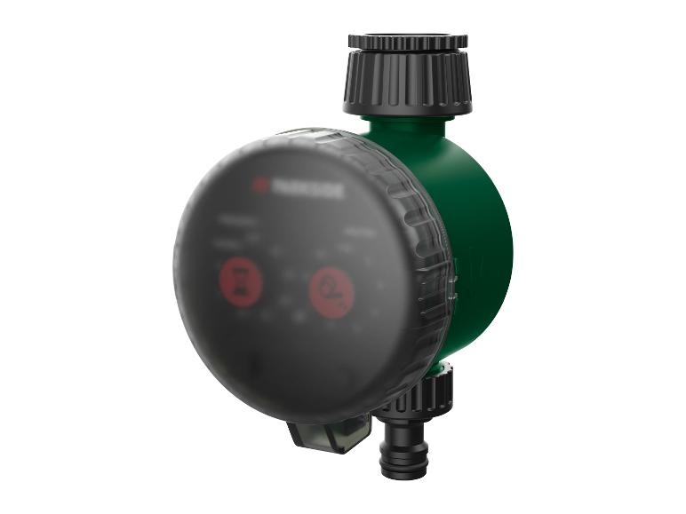 Groene en zwarte bewateringstimer met digitaal display.