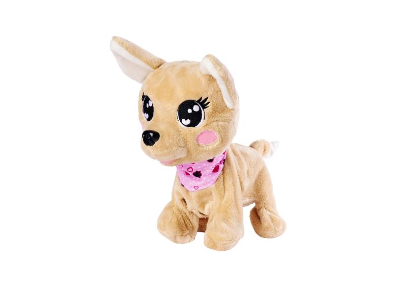 Schattig chihuahua knuffel met een roze halsband.