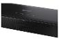 Zwarte soundbar met aanraakbediening en LED-indicator.