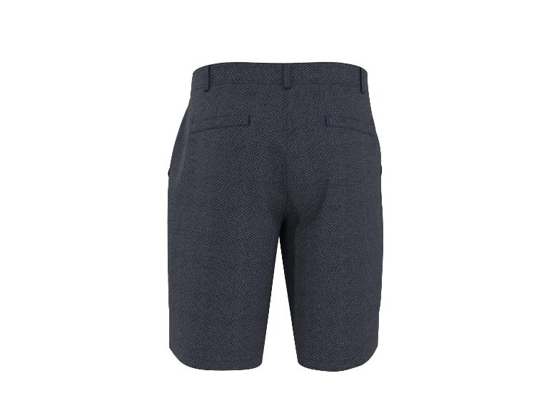 Donkerblauwe getextureerde herenshort, achteraanzicht