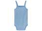 Een lichtblauwe baby romper met spaghettibandjes.