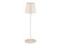 Minimalistische beige staande lamp met conische kap.