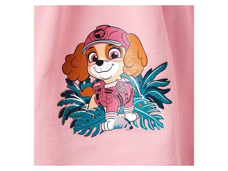 Roze Paw Patrol shirt met Skye en tropische print.