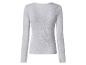 Grijs dames T-shirt met lange mouwen en geribbelde stof, van achteren gezien.