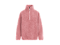 Roze fleece met rits bij de hals en hoge kraag