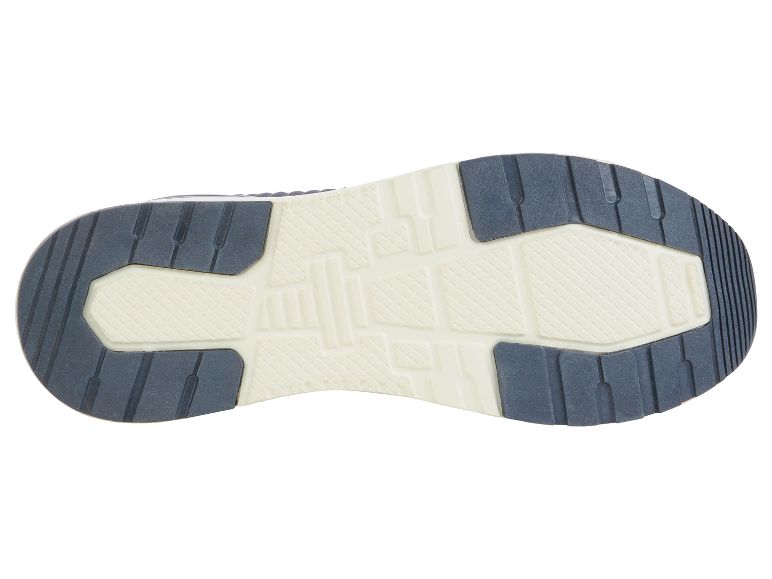 Zool van sneakers met een getextureerd profiel.