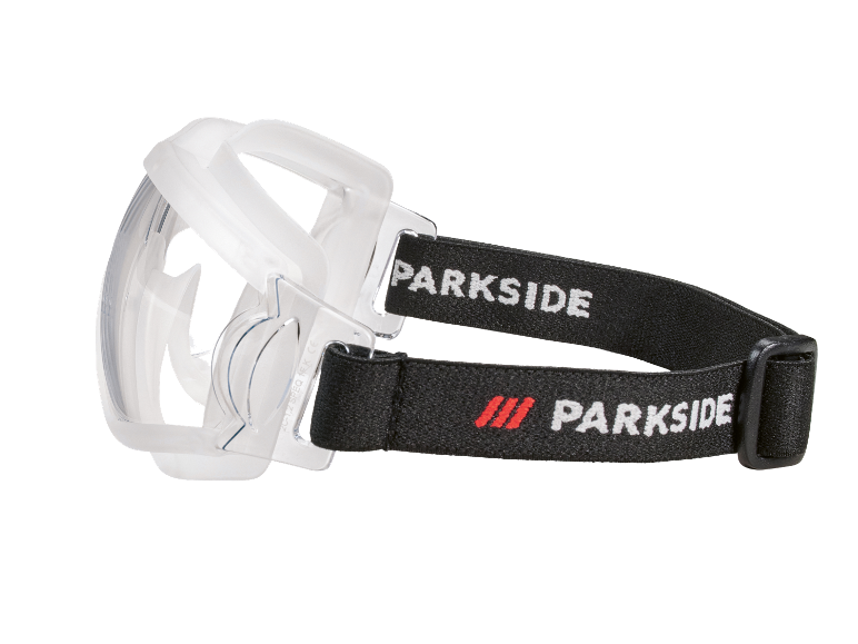 Parkside veiligheidsbril met elastisch hoofdband.