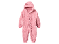 Roze babyfleece jumpsuit met capuchon van Gap.