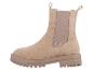 Beige suède Chelsea boot met dikke, gegroefde zool