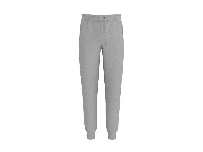 Grijze joggingbroek met trekkoord in de taille en boorden bij de enkels.