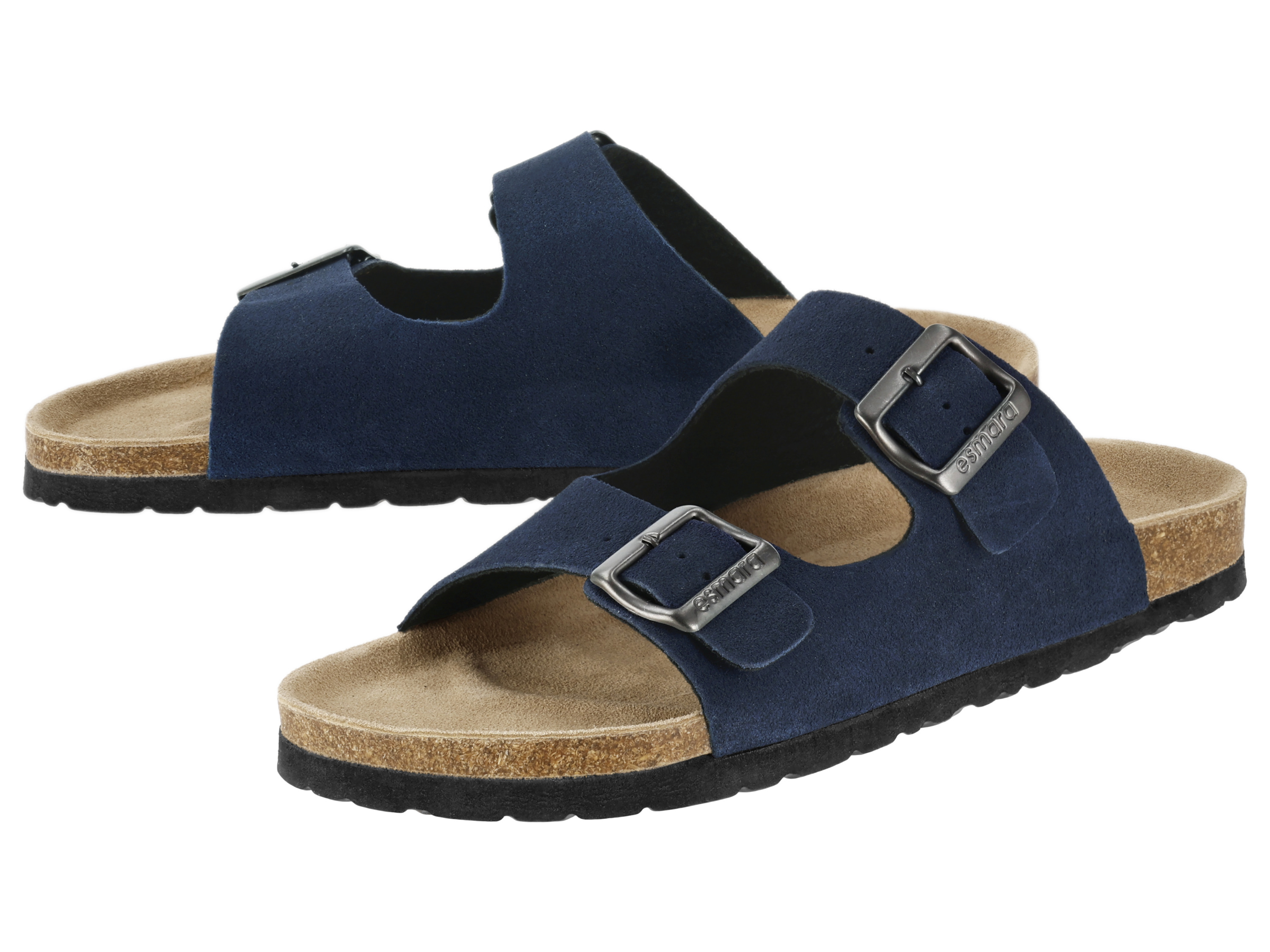 ESMARA MEN Leren heren slippers (Marineblauw, 43)