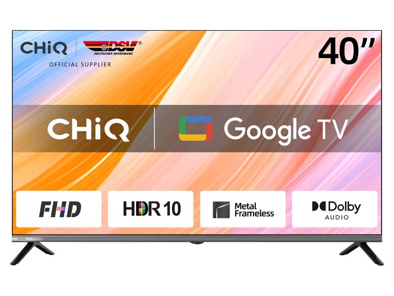 ChiQ 40-inch tv met Google TV, FHD, HDR 10, metalen frameless design en Dolby Audio.