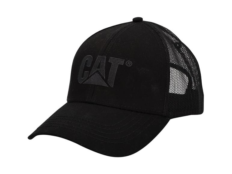 Zwarte pet met mesh en geborduurd logo aan de voorkant