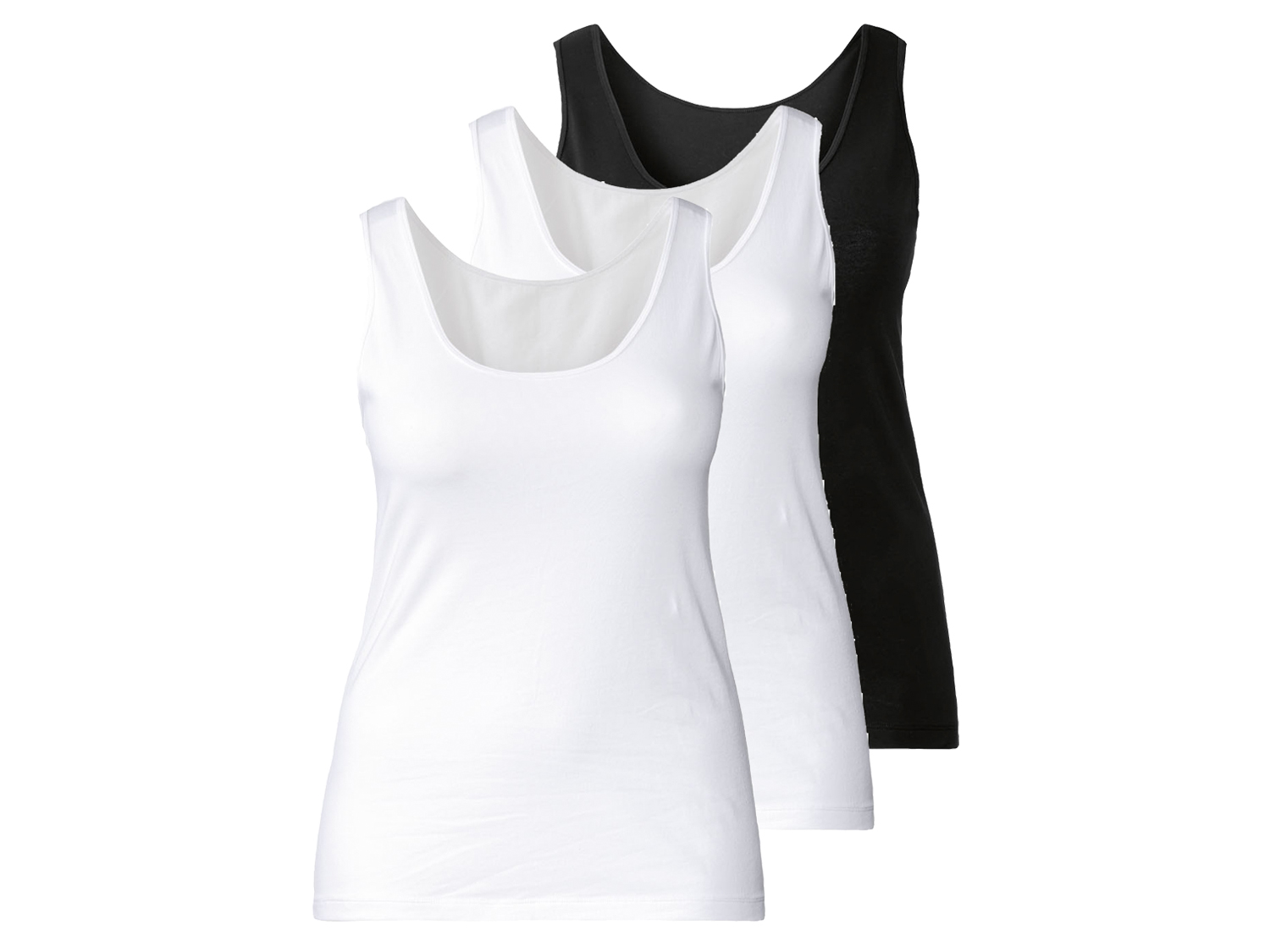 esmara 3 dames hemden (Zwart/wit, XL (48/50))