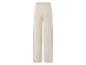 Beige wijde broek met elastische tailleband.