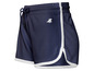 Blauwe sport shorts met witte accenten en een paardenlogo.