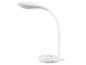 Flexibele witte bureaulamp met ronde voet en LED-verlichting.