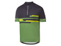 Een zwart en groen fiets shirt met gele strepen.