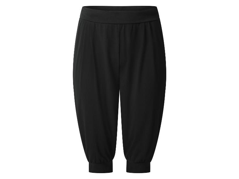 Zwarte dames casual broek met elastische tailleband en manchetten