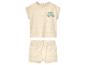 Beige babyset: t-shirt en short, surfer thema.