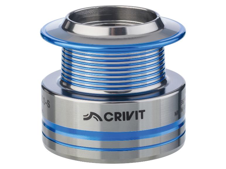 Visreelas in zilver en blauw met horizontale strepen