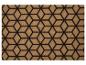 Mat met geometrisch 3D-kubuspatroon in bruine en zwarte tinten.