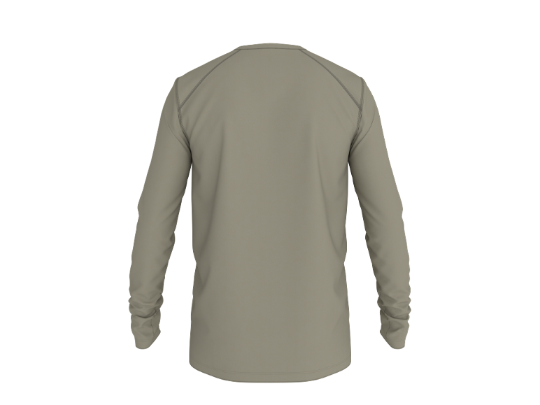 Grijsgroen T-shirt met lange mouwen voor heren, achteraanzicht