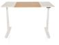 Wit verstelbaar bureau met een houten middengedeelte.