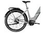 Grijze elektrische fiets met riemaandrijving en Kenda Khan banden.