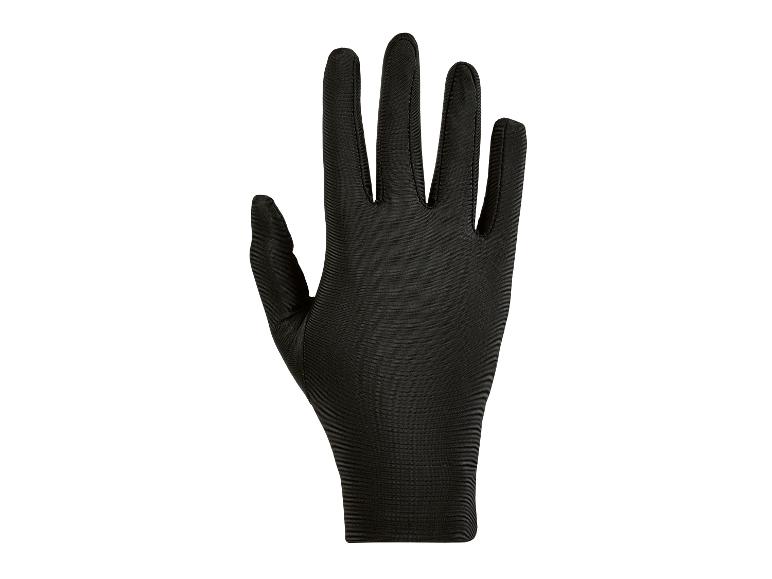Dunne, zwarte textiel handschoen.