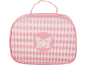 Roze en witte lunchtas met ruitpatroon en vlinderontwerp