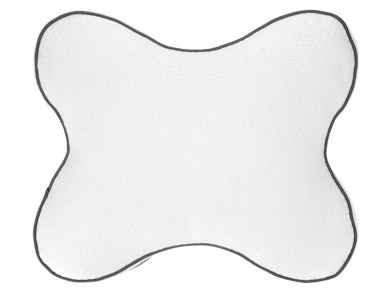 Wit orthopedisch kussen met grijze bies.