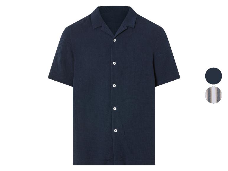 Kort mouw overhemd, effen en gestreept, casual stijl.