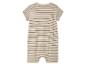 Beige gestreept babypakje.