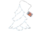 Lichtgevende kerstboomdecoratie met witte LED-lampjes en batterijhouder.