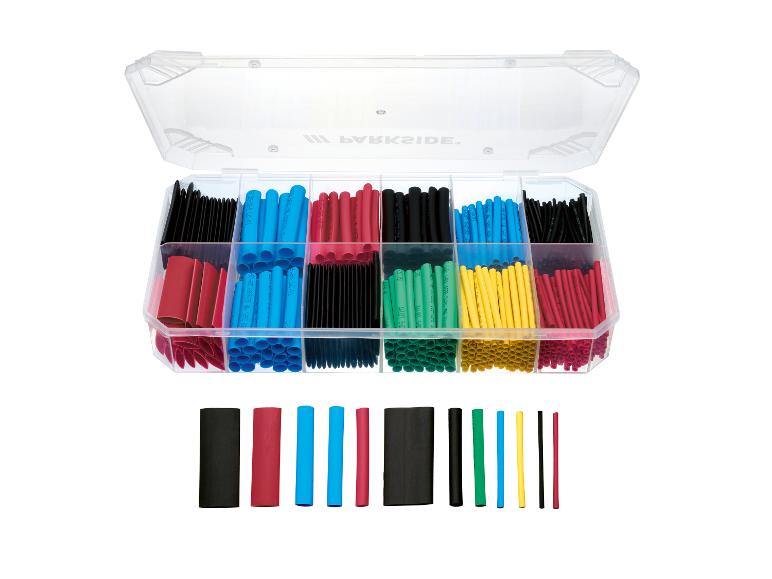 Parkside krimpkousjes: rood, blauw, zwart en geel.